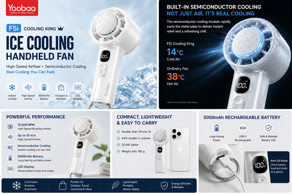 Yoobao F5i Ice-Cooling Handheld Fan